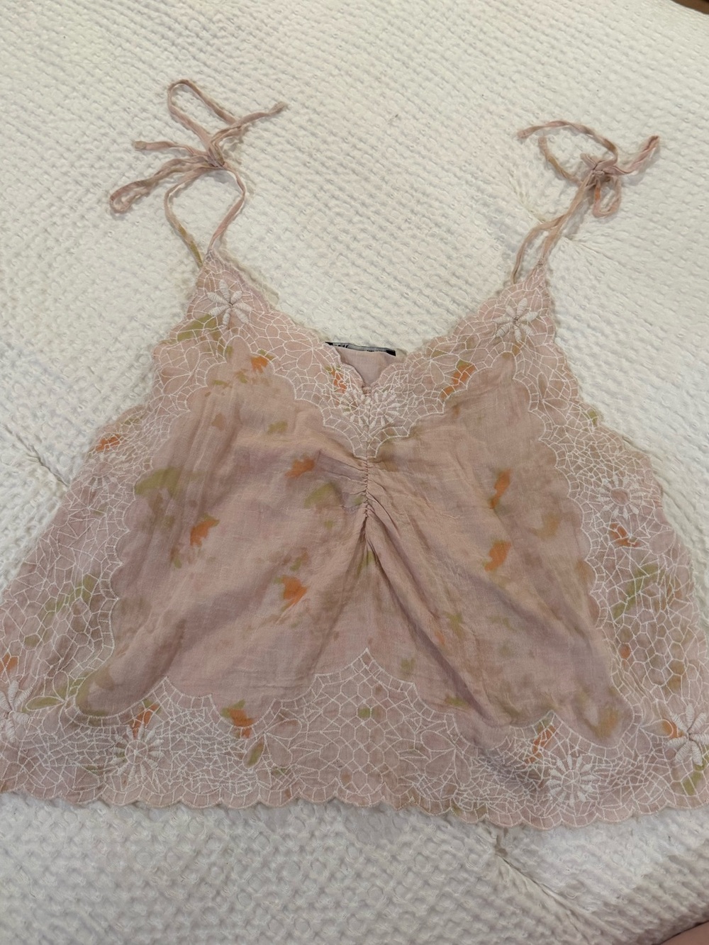Zara Blush Pink Lace-Trim Camisole